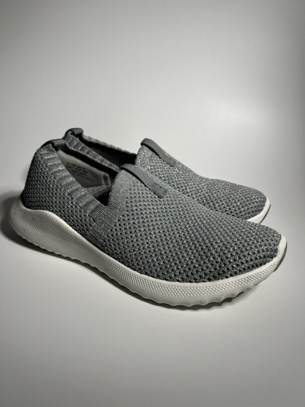 Aetrex Angie Gray White Knit Slip-On Sneakers Women’s Size 7 Comfort Shoes - Picture 12 of 13